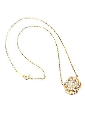 Authentic! Chanel 4 Leaf Clover 18k Gold Diamond Pendant Link Chain Necklace